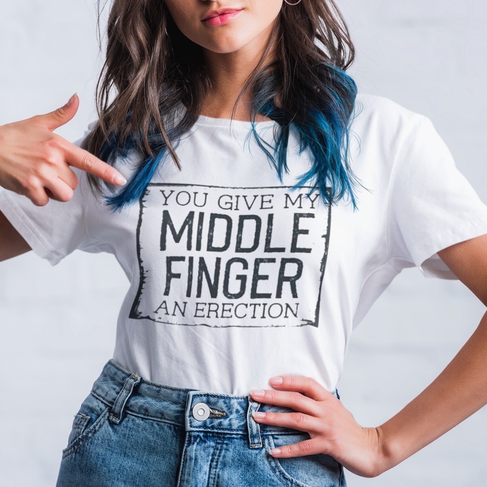 Middle Finger Humor Handmade Sublimated Graphic Tee - Picture 5 of 6